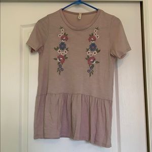 Pink peplum floral shirt